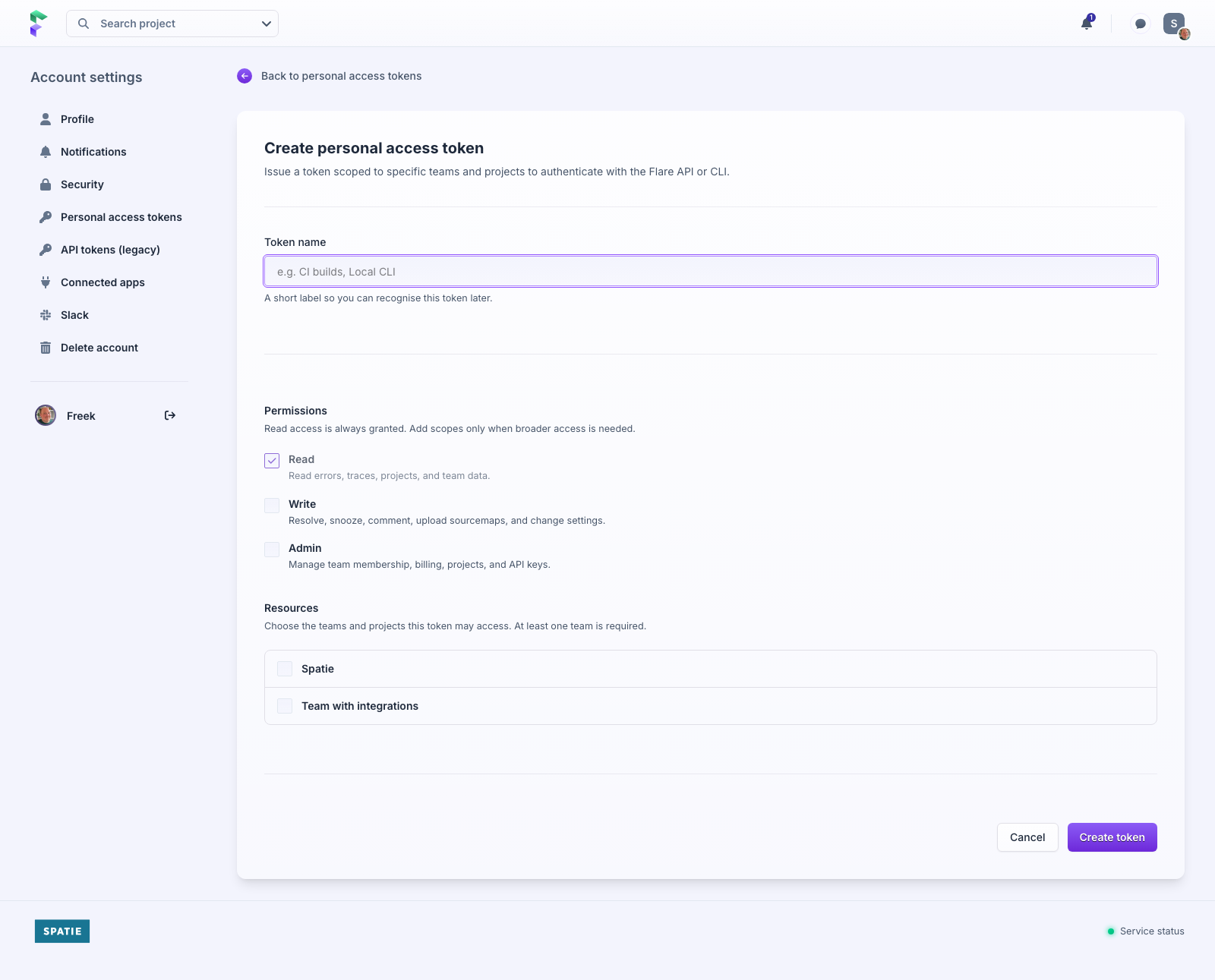 Create a personal access token